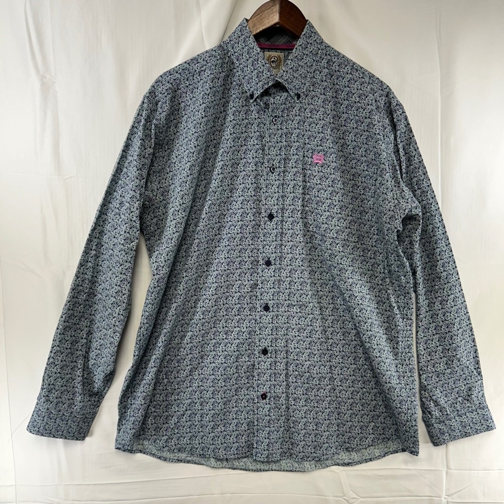 Cinch Button Down Shirt Mens Medium Blue Paisley Long Sleeve MTW1103981